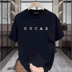Rucas The lnitial Hand Stitch Tee "All Collection'Original 100% Kaos motif print 100% katun kaos longgar