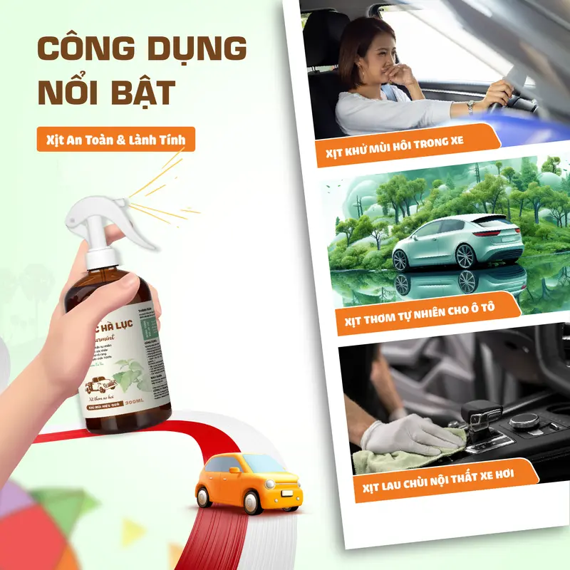Chai Tinh Dầu Xịt Khử Mùi Xe Hơi Thơm Xe Ô Tô VINA TƯƠI 100ml-500ml Chống Say Xe Vệ Sinh Nội Thất 1