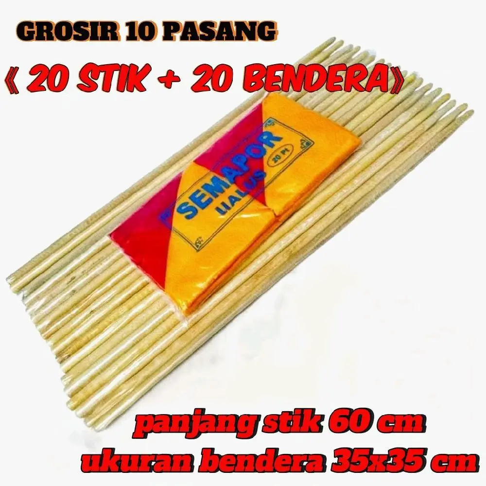 Paket 10 pasang Bendera semaphore (20 stik dan 20 Bendera)