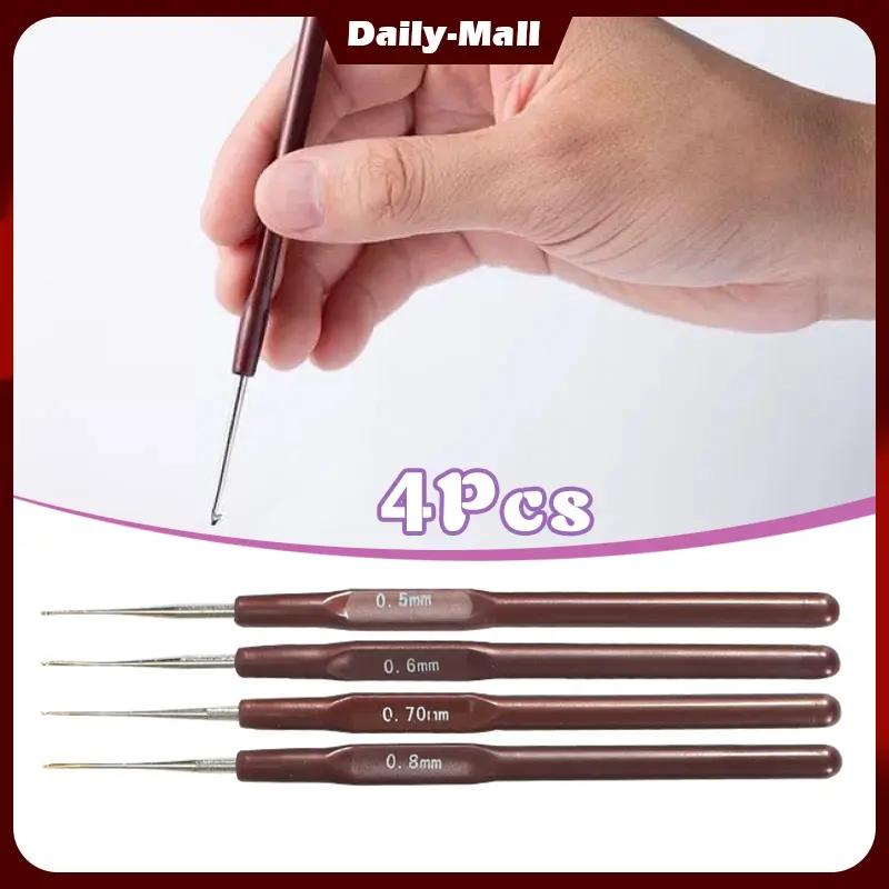 1 Set Isi 4 Pcs Jarum Gimbal Rajut Dreaddlocks Pen Tulip Songket / Jarum Rajut Design Unik / Jarum Gimbal