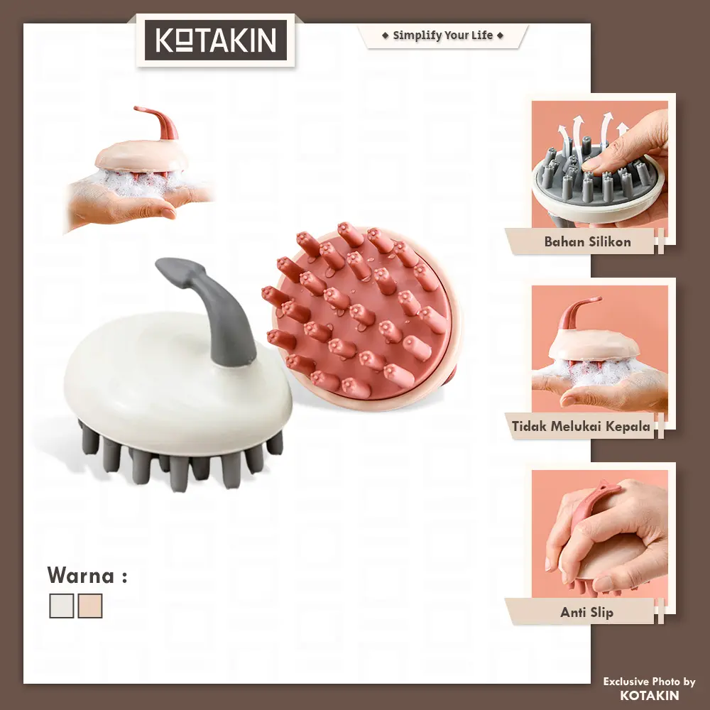 KOTAKIN Sisir Keramas Silikon Anti Ketombe Sikat Rambut Pemijat Kulit Kepala Lembut Scalp Therapy Massager Alat Penggosok Penggaruk