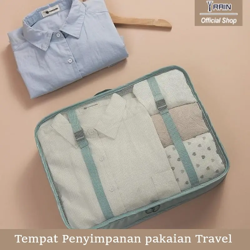 Largesr Mesh Bag Wanita High Quality Anti-air Nyaman dan Mudah Dibawa - Travel Bag bisa dilipat tas Organizer Travel Zipper Gray