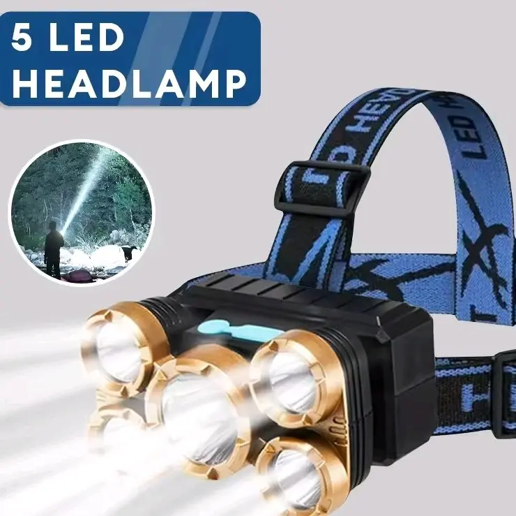 JG782 Senter Kepala XPE Usb Rechargeble 5 LED Waterproof Headlamp 782