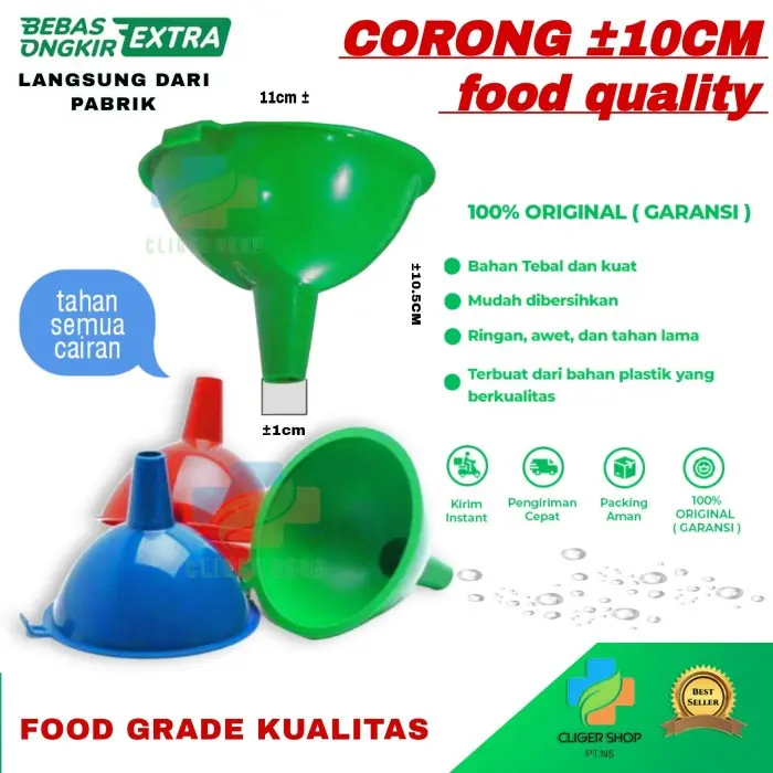 Corong Plastik 10 cm - Corong Minyak & Parfum - Bahan Tebal & Kuat - Mudah Dibersihkan - Tahan Lama - High Quality - Kitchenware