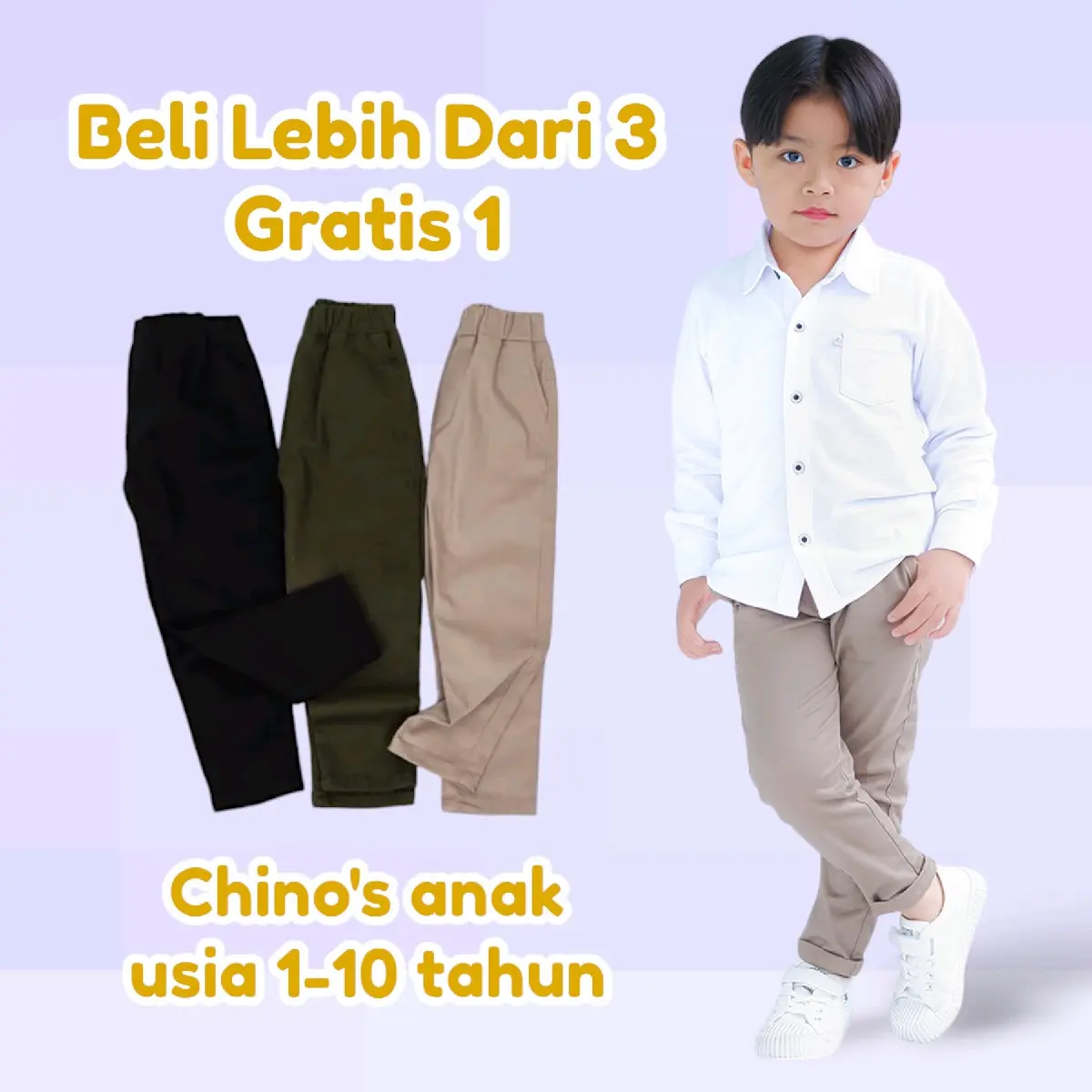Celana Panjang Anak Chinos untuk Usia 1-6 Tahun - Fashion Cowok Laki-Laki Perempuan Bayi Katun