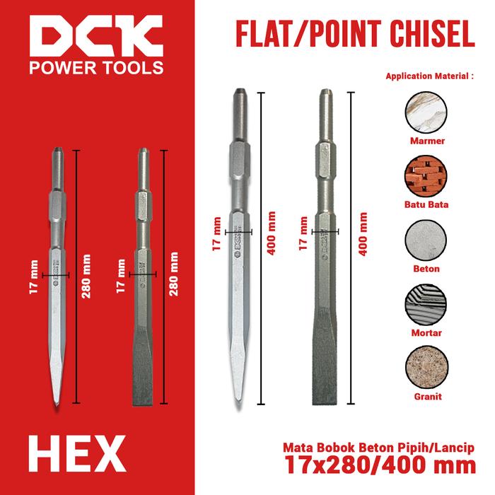 Gambar DCK Hex Chisel / Mata Bobok Beton 17 mm dari DCK Power Tools Indonesia Kota Administrasi Jakarta Barat Tokopedia