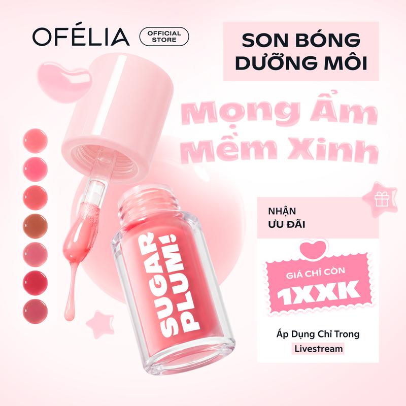 Son Bóng Dưỡng Môi Mọng Ẩm Mềm Xinh, Nhẹ Môi Không Dính, Màu Trong Trẻo…