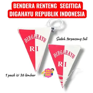 Bendera Renteng Segitiga DIRGAHAYU RI isi 32pcs