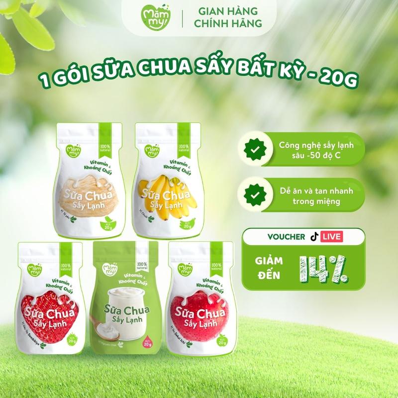 Gói Sữa Chua Sấy Lạnh MĂMMY Đủ Vị (Dâu, Chuối, Táo, Tổ Yến, Nguyên Chất) Hỗ Trợ Tiêu Hoá, Bổ Sung Lợi Khuẩn, Giàu Vitamin Cho Bé Từ 6 Tháng, Gói 20gr