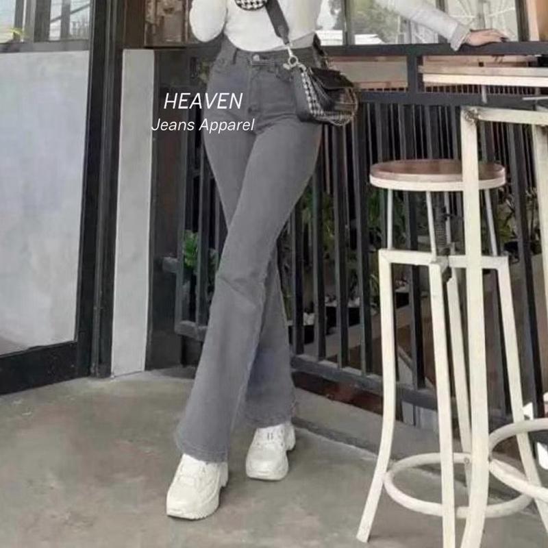 Celana Highwaist Cutbray Jeans Loose   Panjang Wanita Korean Style Denim Melar Kekinian Cewek 7