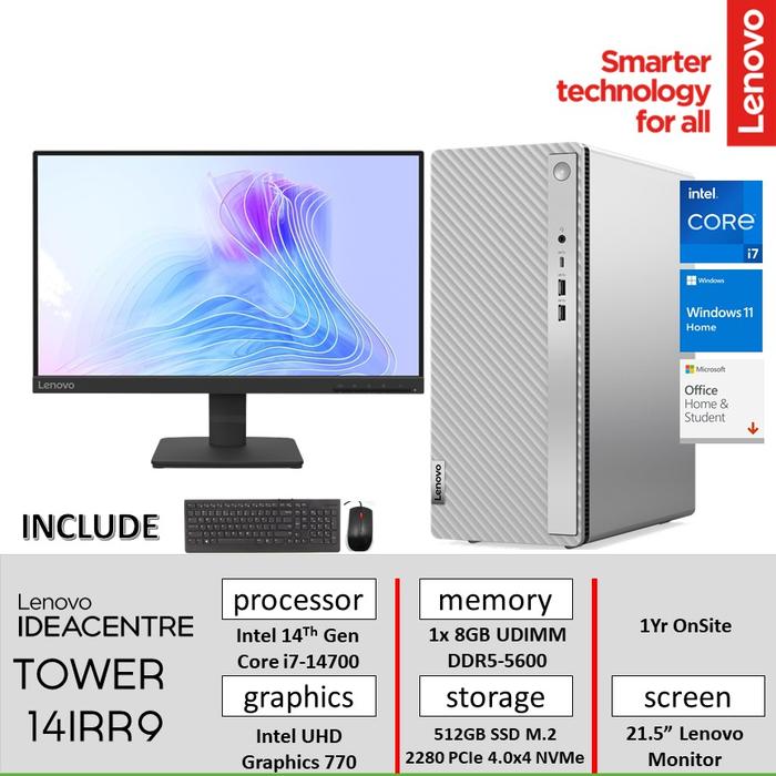 Promo Lenovo PC Desktop Ideacentre Tower Core i7 14700 Ram 8GB 512GB ...