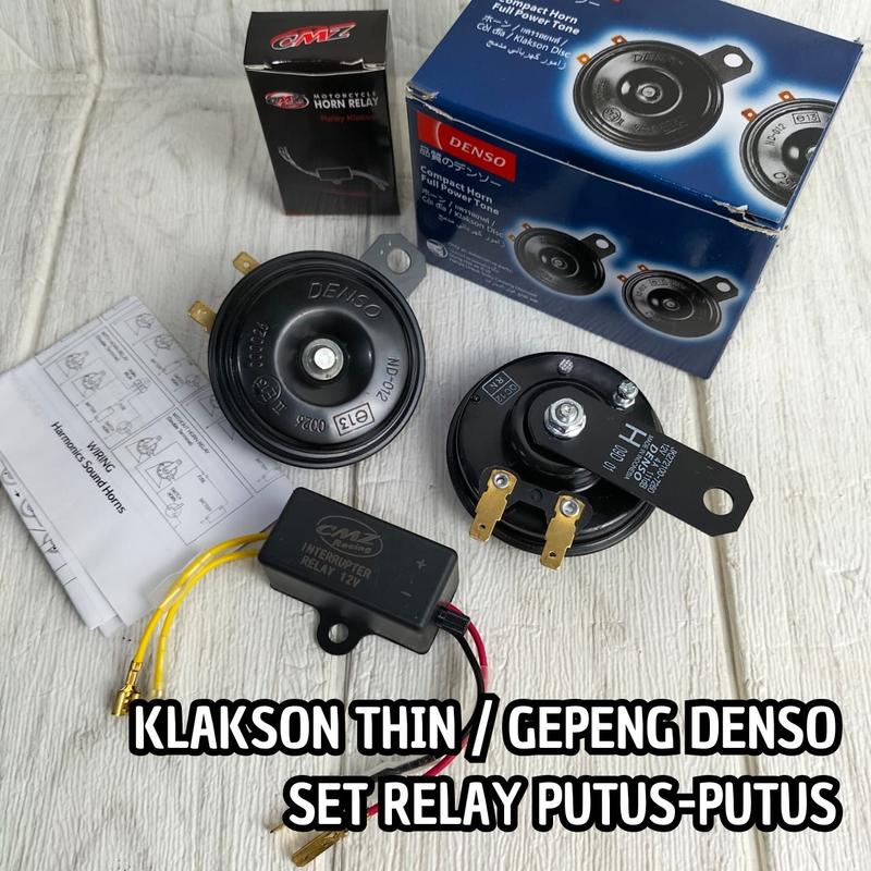 Klakson Denso Keong Gepeng Set Relay putus putus high low Waterproof Tahan Air Universal mobil motor 1