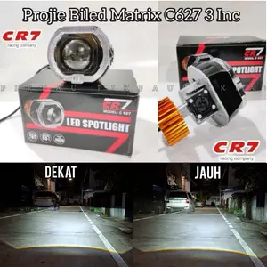 Lampu Tembak Projie Biled 3 Inc Matrix Dengan Shroud dan Devil Eye Plus Kipas Premium Flatcut Putih High Low