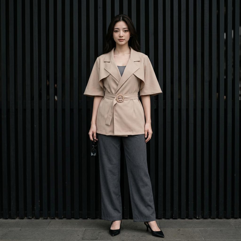 SERA TOP CAPE INSPIRED VEST Beige