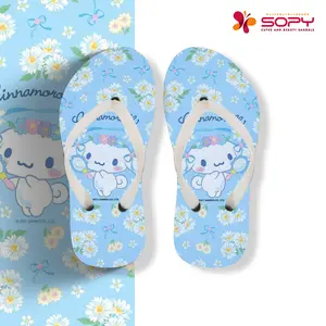 Sopy Sandal Jepit Anak Perempuan CinamonRoll Clouds Bahan Spon Digital Printing Ukuran 26-35 Fashion Nyaman Eva Spons Hitam Putih Alas Printing Jepit Jelly