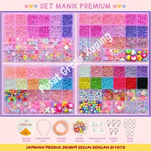 PGX - DIY Craft Kit Gelang Manik Manik Aesthetic - Manik Manik Pasir 1 Box Lengkap - Set Pernak Pernik Meronce Mote - SM008
