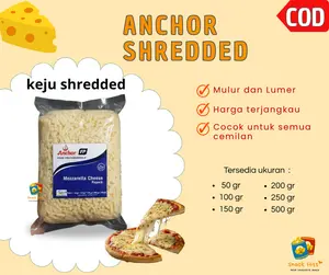 Anchor Shredded Keju Mozarella Shredded 250 gram 200 gr Mozzarella Lumer Mulur Isian Premium Cheese Pizza