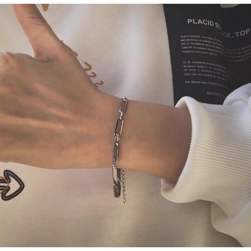 GELANG RANTAI TITANIUM PRIA WANITA DOUBLE CHAIN ANTI KARAT 5