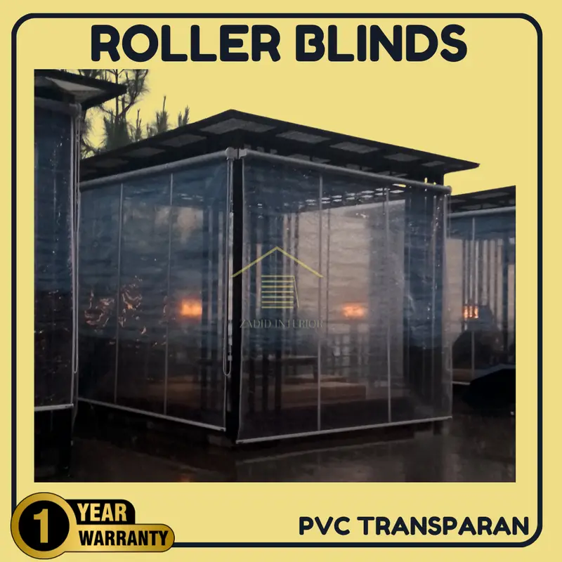 Roller Blind PVC Transparan - Roller Blinds Tahan Air - Tirai Plastik Outdoor - Krey Gulung PVC - Blinds Custom tirai outdoor anti air dan tahan panas 0