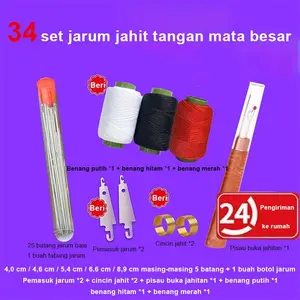 [34in1]Paket Lengkap Alat Jahit Profesional: Solusi 4in1 Potong Kain - Pasang Benang Jari Terlindungi - Perbaikan Jahitan