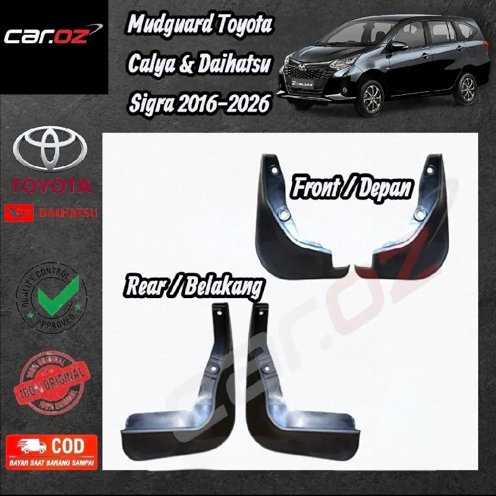 CAR.OZ Penahan Lumpur Mobil  Calya &  Sigra 2016-2024 Mudguard Karpet Lumpur Spakbor Spatbor Bahan Kuat Kokoh Awet Kualitas Juara Car Accessories