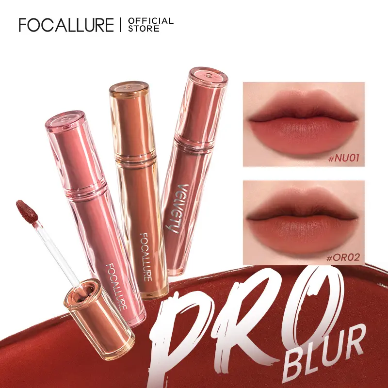 FOCALLURE Pro-blur Son kem nhung Velvet sắc tố cao cho môi cảm giác nhẹ nhàng mịn mượt bền màu lâu trôi 2g/1 PC
