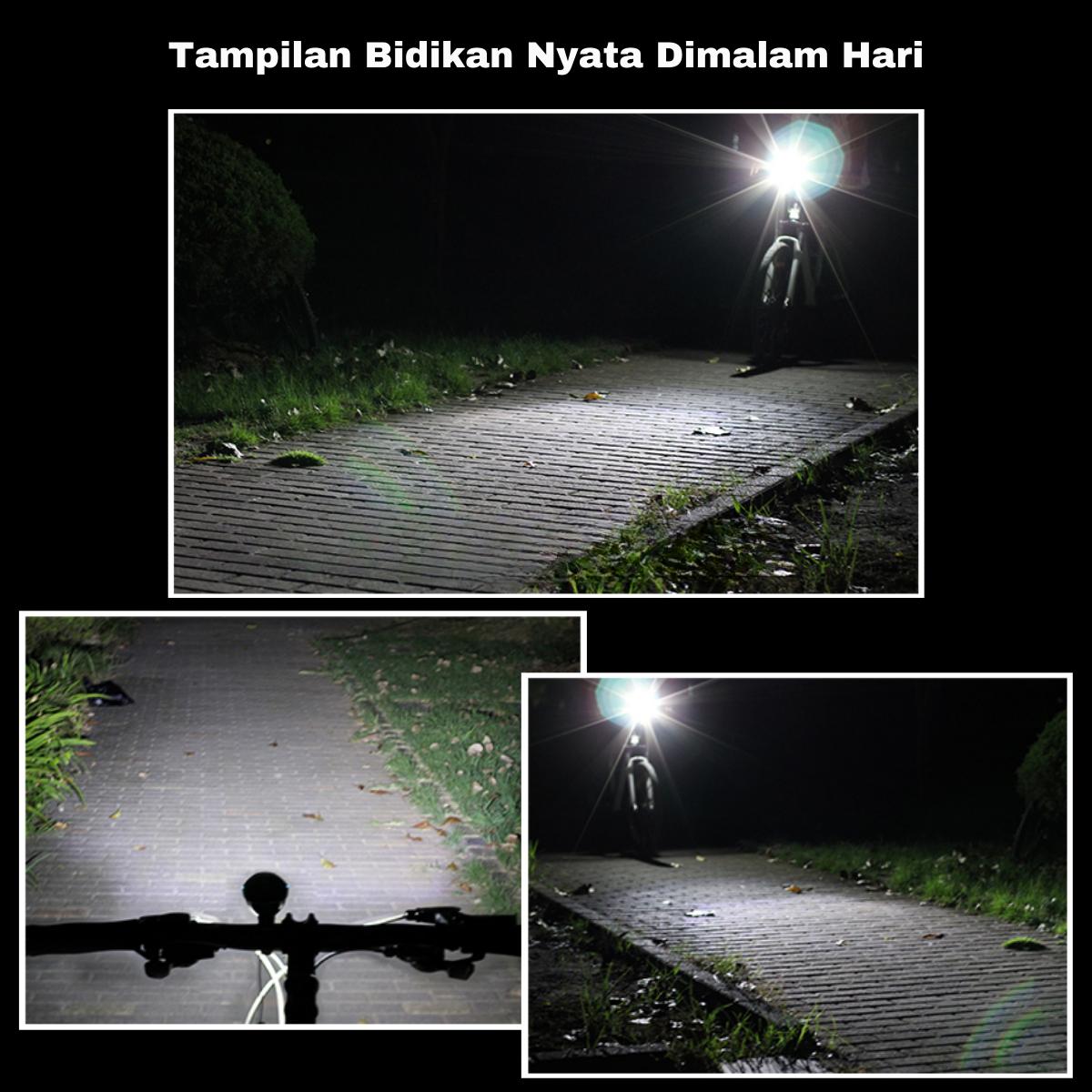 Lampu Depan Sepeda Dengan Bel Klakson 5Mode Suara Speaker 120dB LED Cree USB Rechargeable Waterproof