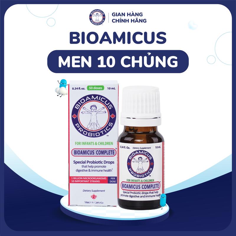  Men 10 Chủng BioAmicus Complete giúp bé cải thiện hệ vi sinh đường ruột tăng đề kháng - Men vi sinh 10 chủng lợi khuẩn cho bé - Lọ 10ml 