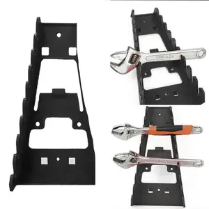 Wrench Organizer Wall-Mounted Multi-Slot Hook-Shaped Tray Rack Storage Organizer Perforated Plastic Rack for Home Insert Tools