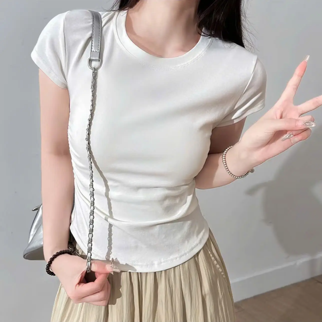 (Màu Mới) Áo Thắt Eo Ôm Dáng Cổ tròn BellaLook Cotton Trơn Women S M L XL XXL-315 | BigBuy360 - bigbuy360.vn (Màu Mới) Áo Thắt Eo Ôm Dáng Cổ tròn BellaLook Cotton Trơn Women S M L XL XXL-315 | BigBuy360 - bigbuy360.vn
