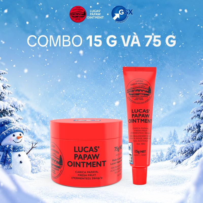 Kem Dưỡng Môi Đu Đủ Lucas Papaw Giúp Dưỡng Môi Giảm Khô Nứt Da 15G x 75G Chiết Xuất Đu Đủ Tươi Từ Úc An Toàn Cho Da Nhạy Cảm