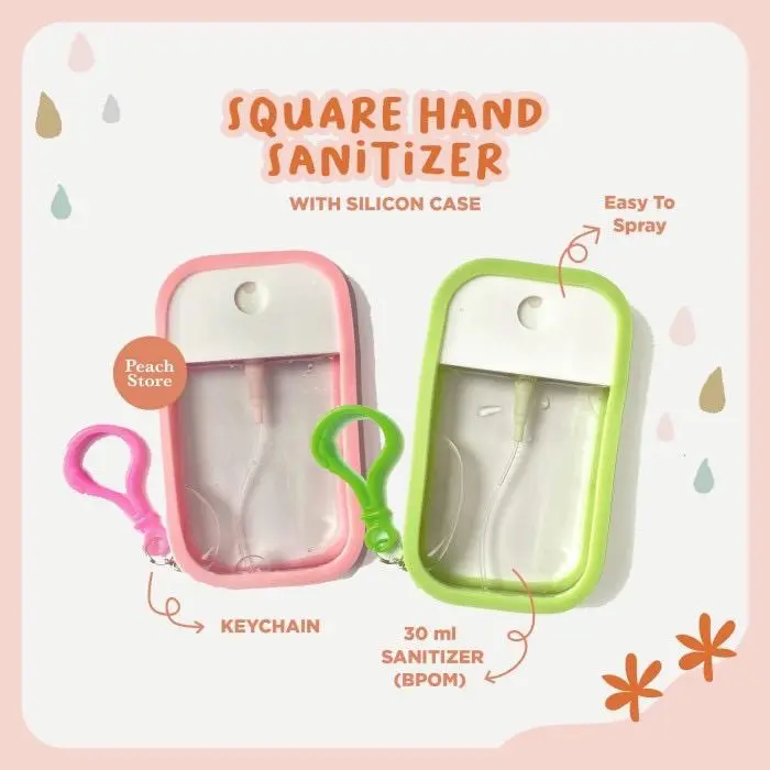 HAND SANITIZER GANTUNG KOTAK | HAND SANITIZER POCKET SPRAY | SILICONE CASE GANTUNGAN LUCU Perawatan Tangan