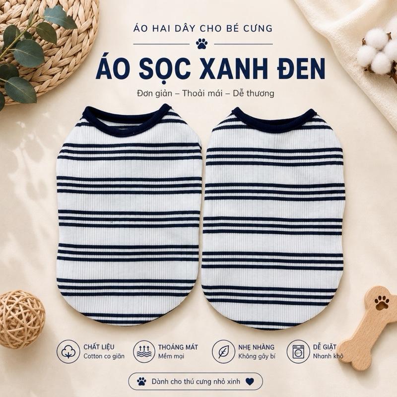 ÁO THUN SỌC XANH ĐEN CHO THÚ CƯNG