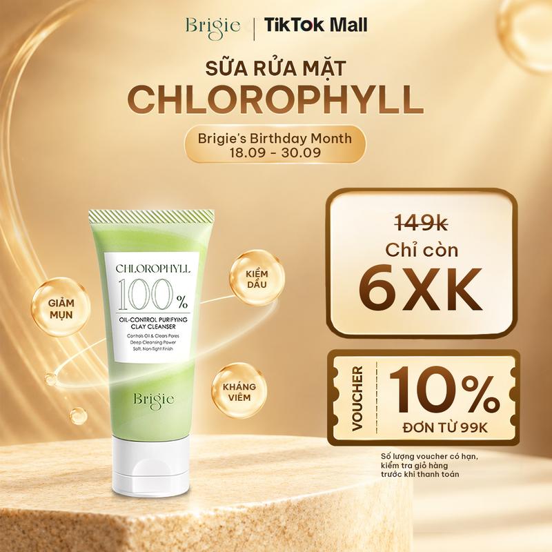 Sữa Rửa Mặt Đất Sét Brigie Chlorophyll 50ml – Làm Sạch & Hỗ Trợ Kiểm Soát Dầu