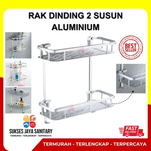 Rak Sampo/ Sabun 2 Susun Alumunium Rak Dinding Sudah Rakit Rak Alumunium 2 Susun Aluminium Peralatan Wc