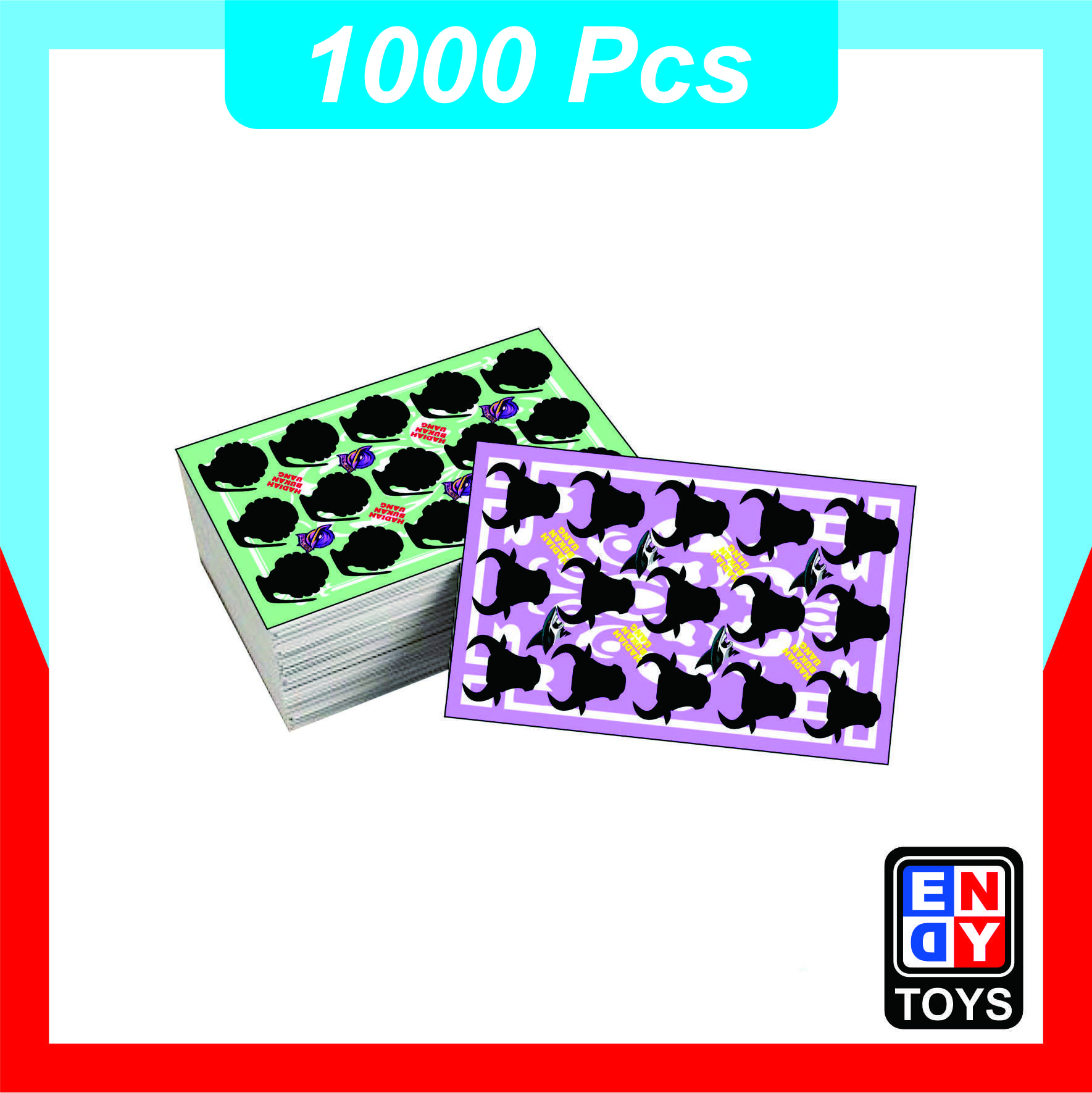 permainan kartu GOSOKan BOM TENGKORAK TITIK 15, 16, 18, 20 motif campur sudah di potong isi 1000 pcs Beraneka warna Game Toys