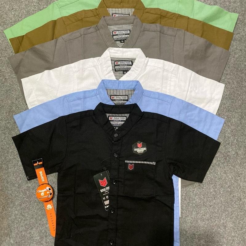Kemeja Polos Anak Laki-laki Lengan Pendek Usia 3-12 Tahun Kain Katun Cigaret Premium Best Quality Fashion Baju 2