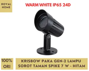 Krisbow Paka GEN-2 Lampu Sorot Taman Spike 7 Watt Warm White IP65 24D Hitam 3000K Spike Light PAKA G2 7W Lampu Outdoor