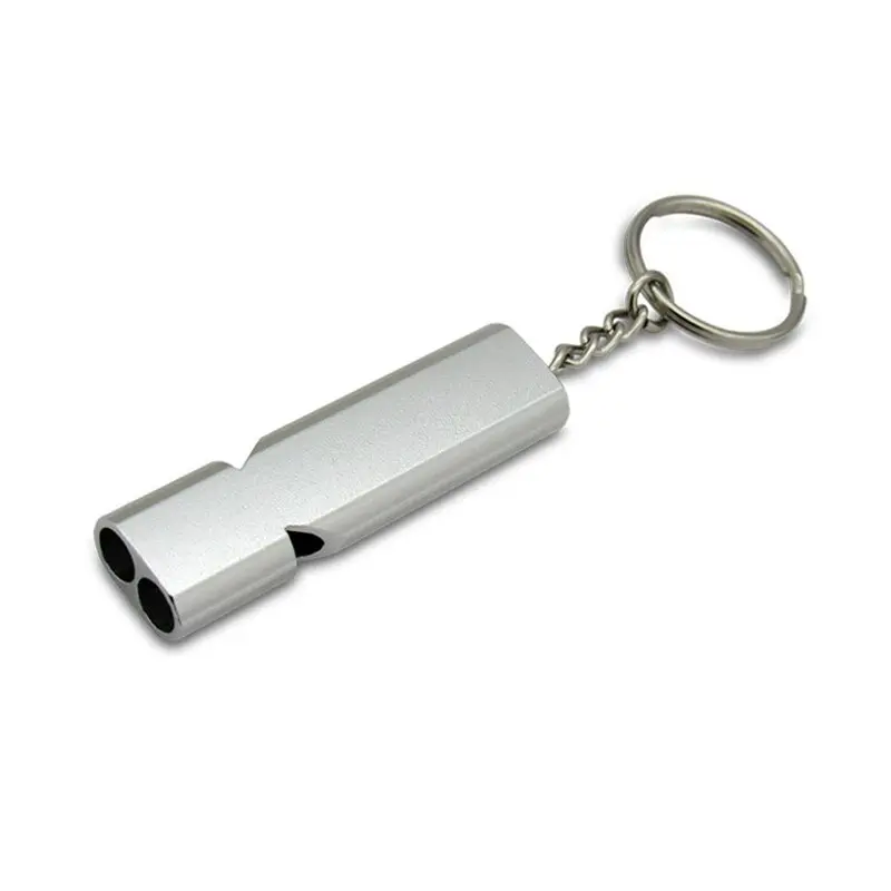 Peluit Pluit Burung Stainless Import Alloy Dual Double Whistle Ultrasonic Ultrasonik Gantungan Kunci Mobil Motor Rumah Camping 2