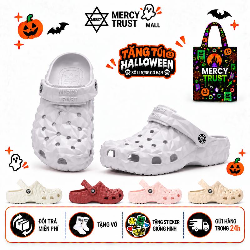 [TẶNG TÚI HALLOWEEN] Kèm Sticker Ngẫu Nhiên, Vớ - MC01 -Dép Sục MERCY TRUST Kim Cương Nam Nữ Cao 3cm Chất liệu EVA An toàn Êm Nhẹ Chống trượt – Tặng Vớ Và Nút Dự Phòng - Bảo Hành 90 Ngày - Đổi Trả Miễn Phí