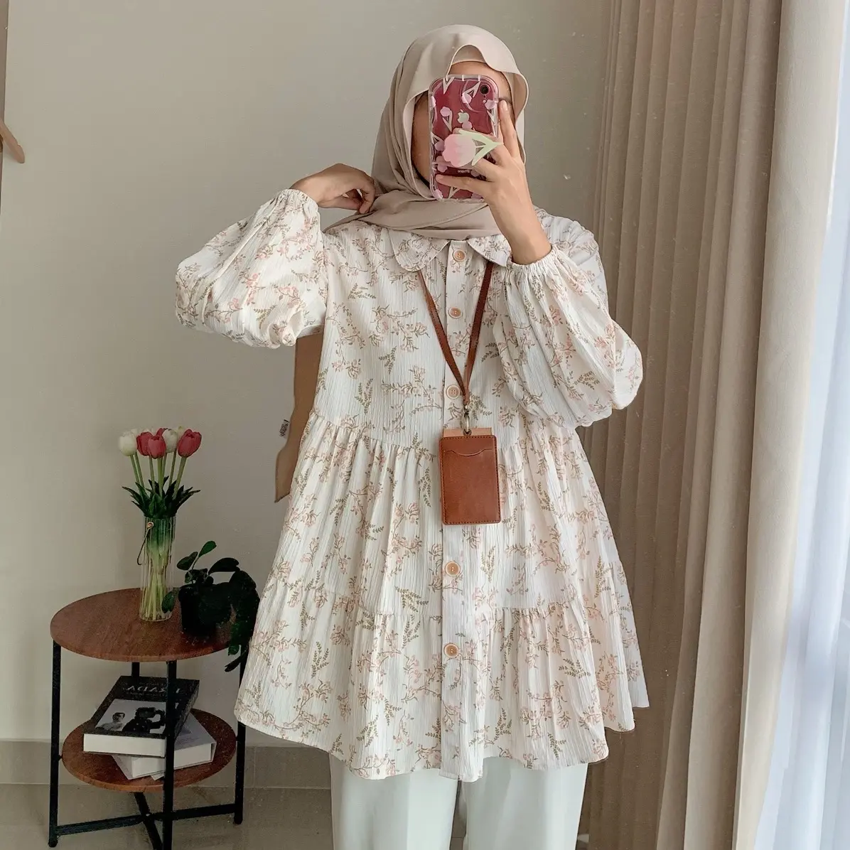 DYANDRA TUNIK | tunik motif | blouse tunik | atasan tunik motif floral | moutfit