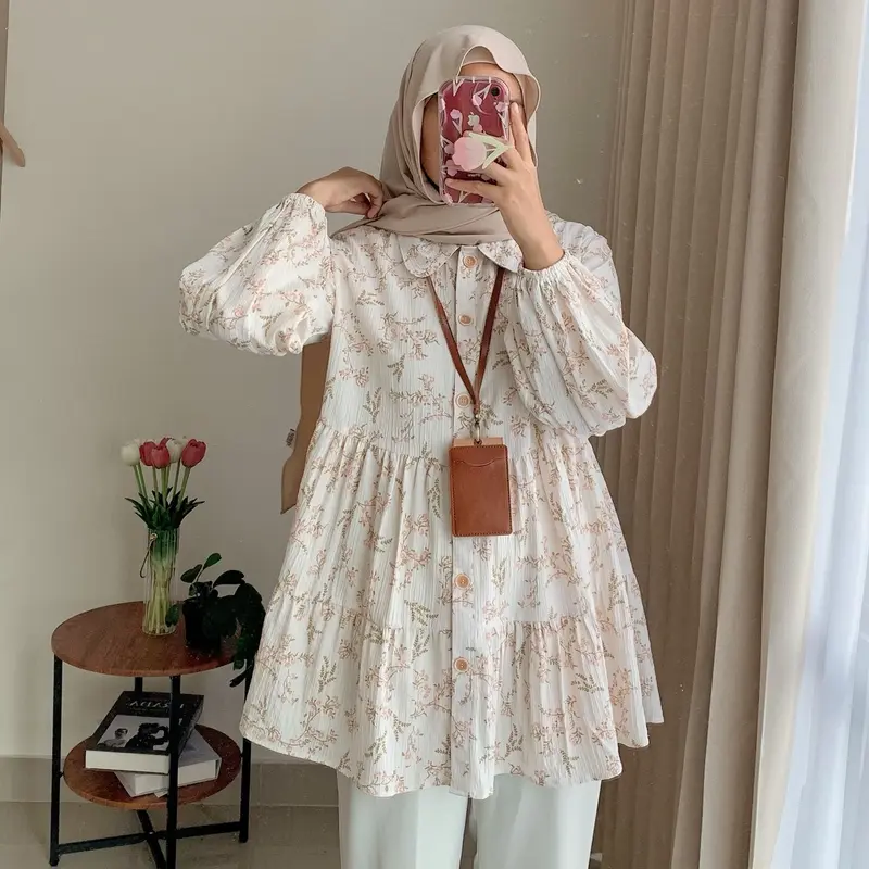 DYANDRA TUNIK | tunik motif | blouse tunik | atasan tunik motif floral | moutfit 2