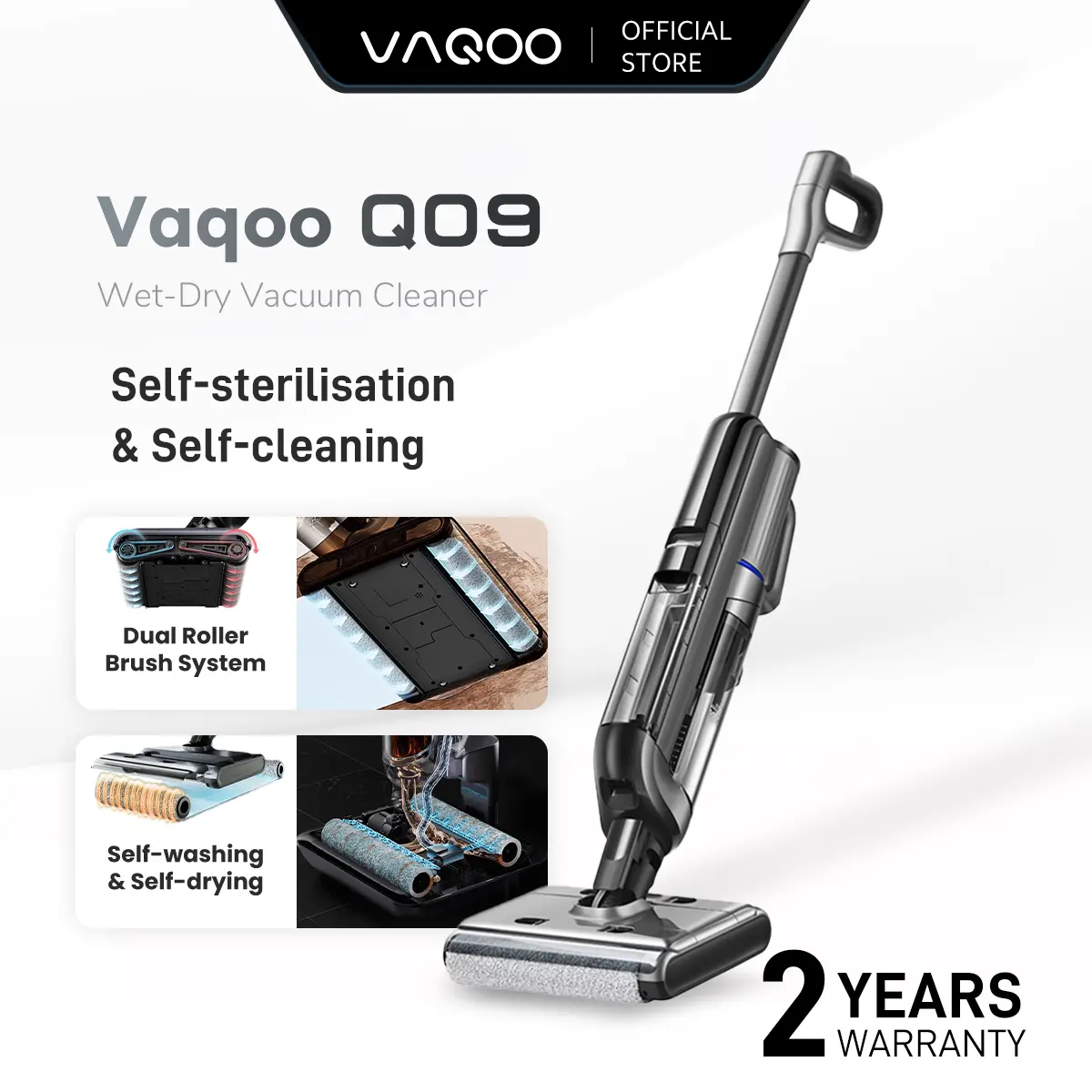 Vaqoo Q09 Wet Dry Vacuum Cleaner Smart Auto Dirt Detection Self-Cleaning Sterilisation