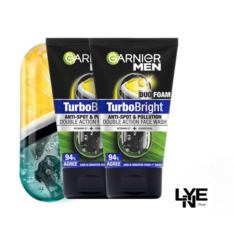 Garnier Men Turbo Bright Super Duo Foam 100ml / 50ml Skin Care Sabun Cuci Muka Pria Mengangkat Kotoran dan Mencerahkan 4