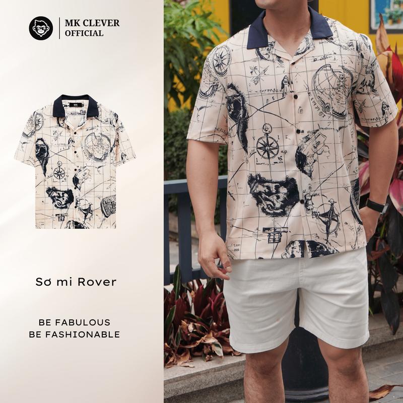 Áo Sơ Mi Cuban Rover MK CLEVER, Áo Sơ Mi Thiết Kế Cổ Cuban, Họa Tiết Sắc Màu, Chất Liệu Vải Lụa Mịn Siêu Đẹp, Form Dáng Trẻ Trung Nam Menswear