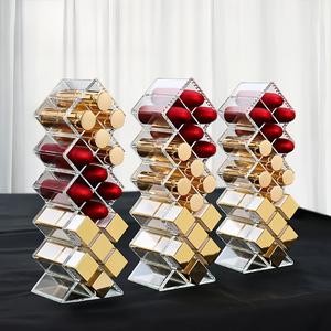 1pc Organizador de Lápices Labiales Elegante de Acrílico Transparente - Diseño Hexagonal Exhibidor de Cosméticos para Tocador y Escritorio - Ligero, No Requiere Energía - Regalo Ideal para Mujeres y Niñas