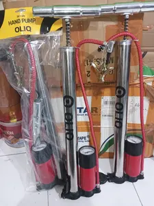 Oliq POMPA STAINLESS SPEDA MOTOR MOBIL BOLA Hand Pump dengan Desain Stainless Steel dan Kabel Merah