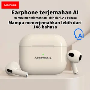 Greatwall earphone Bluetooth AI dengan peredam bising dan terjemahan cerdas dalam 148 bahasa untuk bepergian dan berolahraga. Tersedia untuk iOS dan Android. Headset Handsfree