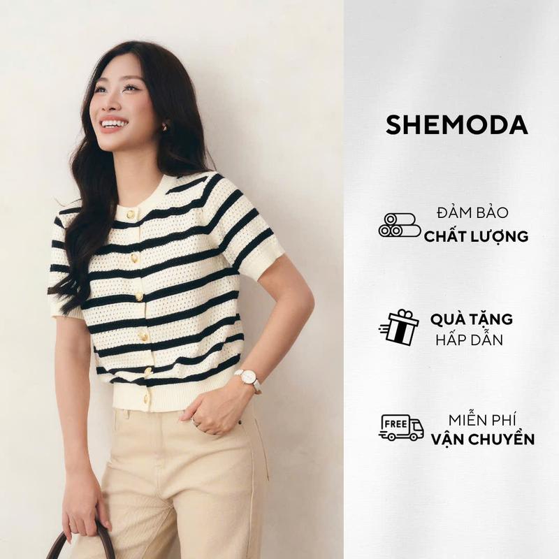 BST SHE SHINES SOFT DOT KNIT CARDIGAN - Áo Cardigan ngắn tay dệt lỗ độc đáo cho Nữ trẻ trung SHEMODA