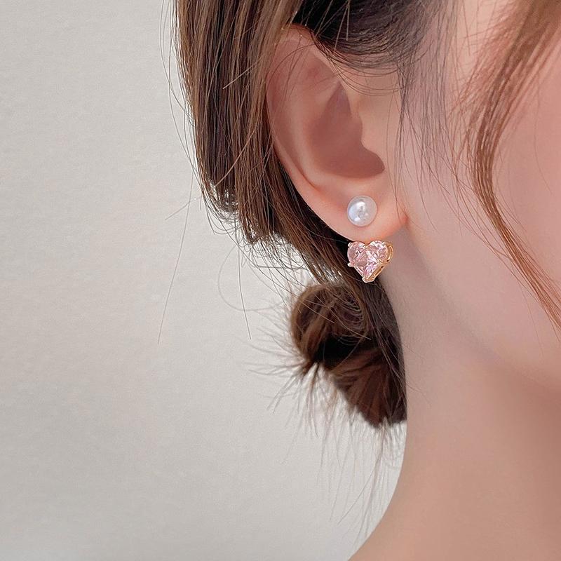 Hoa Tai Hình Trái Tim Màu Hồng, Thiết Kế Sang Trọng Giá Cả Phải Chăng, Dành Cho Nữ, Hàng Mới Về 4